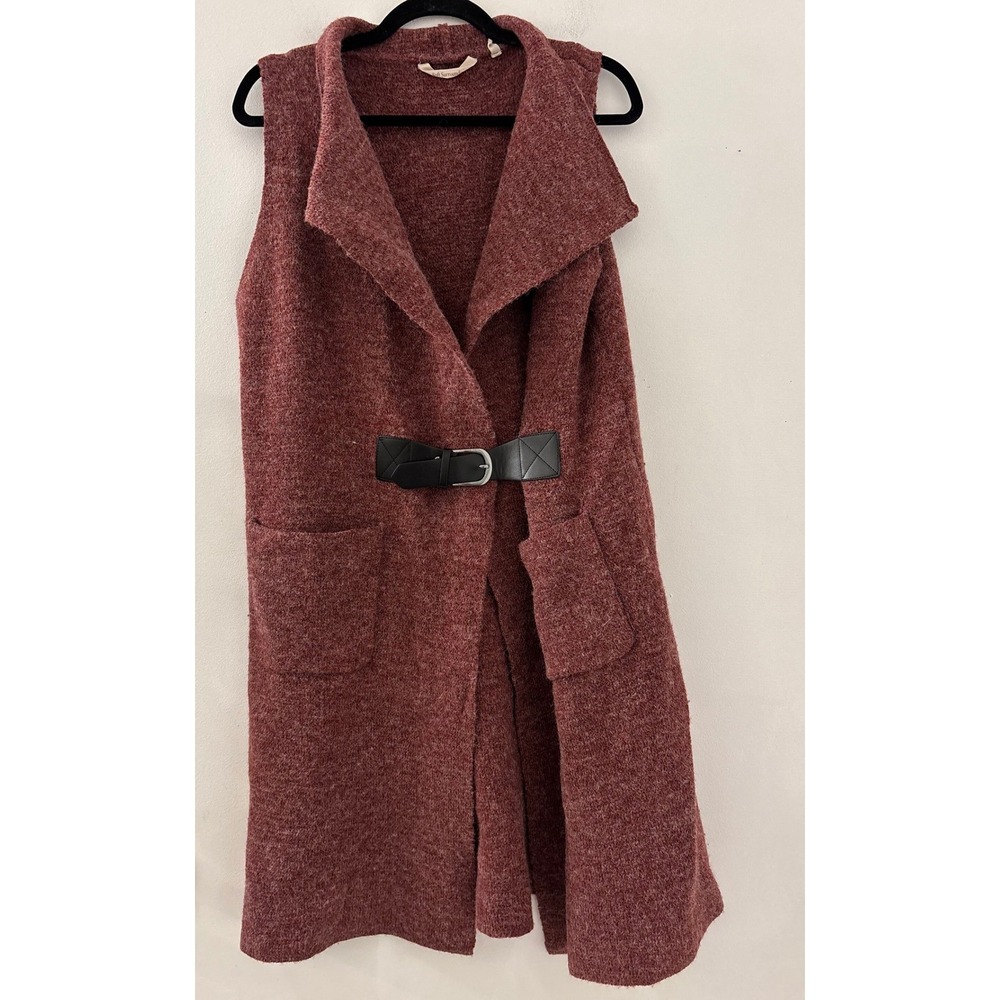 Soft Surroundings Solange Burgundy Longline Buckle Front Knit Sweater Vest Large